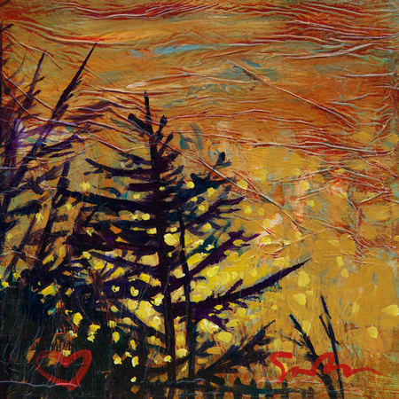 "Light" 12x12 Acrylic On Canvas and tissue By Simon Bull