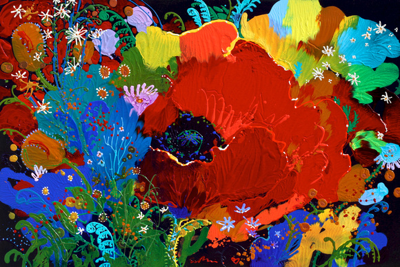 Dans Le Jardin 48”x72” Acrylic on canvas by Simon Bull