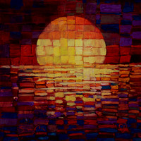 ''Sun" 30x30 Acrylic On Canvas By Simon Bull