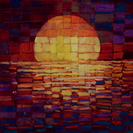 ''Sun" 30x30 Acrylic On Canvas By Simon Bull